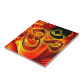 Om OM auf dem Fraktal rot und gelb Fliese (Seite)