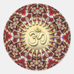 OM OM Earthy Gold Mandala Meditation Yoga Sticker