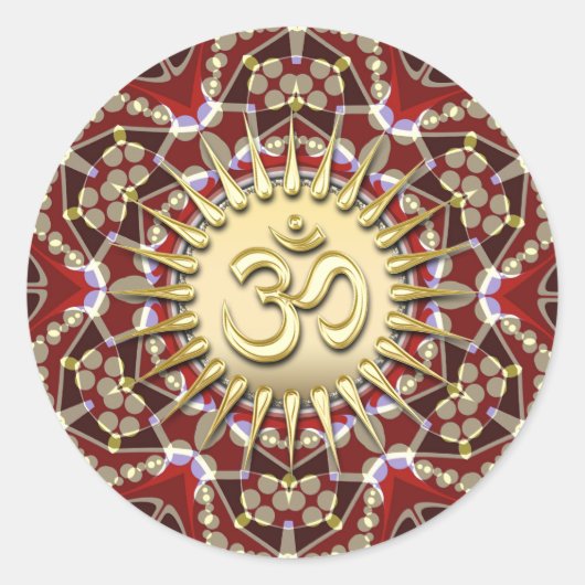 OM OM Earthy Gold Mandala Meditation Yoga Sticker (Vorderseite)