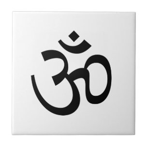 Om Om Kontur Icon, Hinduismus Symbol, Schwarz-weiß Fliese