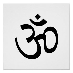 Om Om Kontur Icon, Hinduismus Symbol, Schwarz-weiß Poster