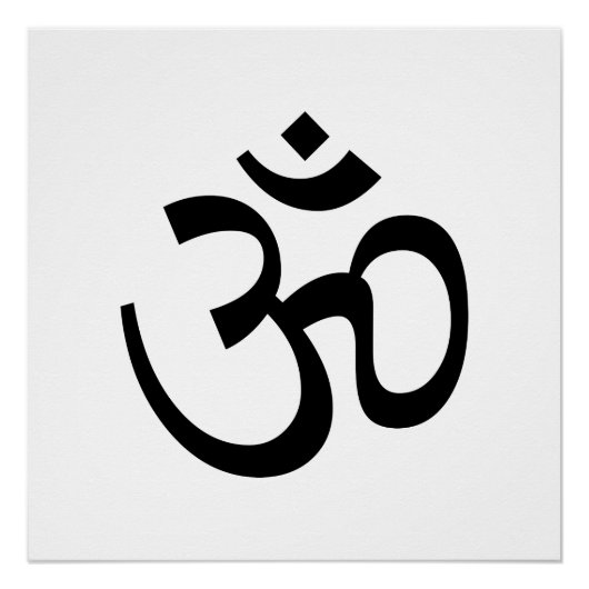 Om Om Kontur Icon, Hinduismus Symbol, Schwarz-weiß Poster (Vorderseite)
