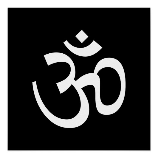 Om Om Kontur Icon, Hinduismus Symbol, Schwarz-weiß Poster (Vorderseite)