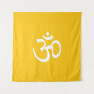 Om Om Kontur Icon Mikado Yellow Hinduismus Symbol Wandteppich