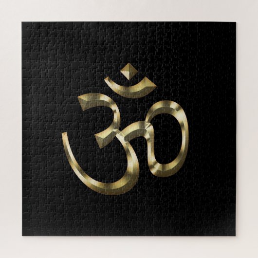 Om Om, Ohm Icon, Hinduismus Symbol, goldschwarz Puzzle (Vertikal)