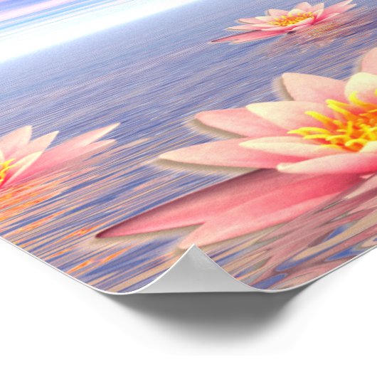 Om - om on Wasserlilien - 3D rendern Poster (Ecke)