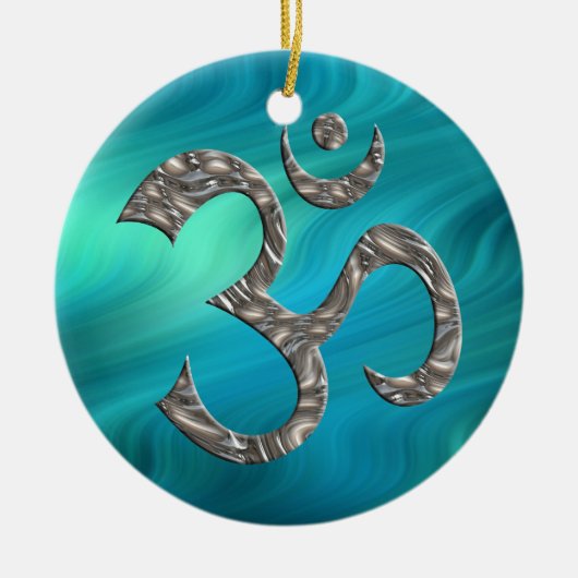 OM/OM - SILVER | Blaue Wellen Keramikornament (Vorne)