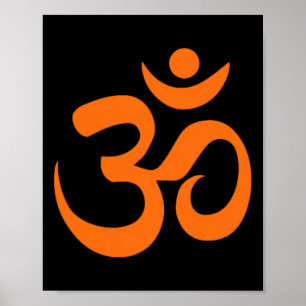 Om Omkar Aum Symbol Orange Grafik Spirituelles Yog Poster