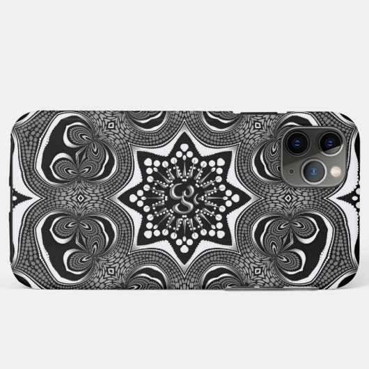 OM Psychedelic Trippy Schwarz-weiß Art Case-Mate iPhone Hülle (Rückseite (Horizontal))