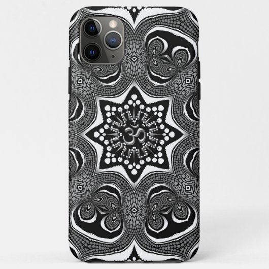 OM Psychedelic Trippy Schwarz-weiß Art Case-Mate iPhone Hülle (Rückseite)