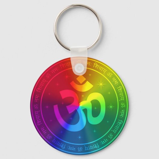Om Rainbow Design Schlüsselanhänger (Vorderseite)
