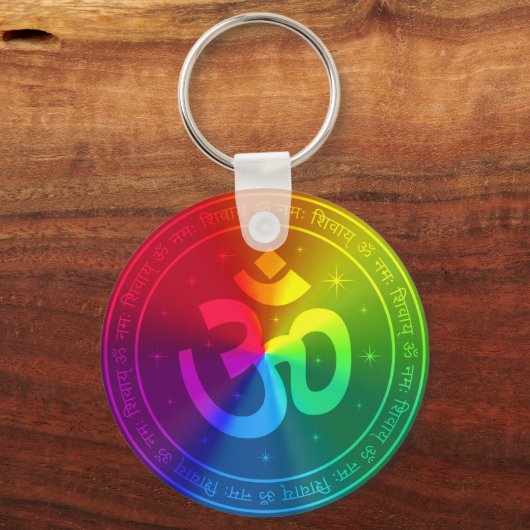 Om Rainbow Design Schlüsselanhänger (Vorderseite)