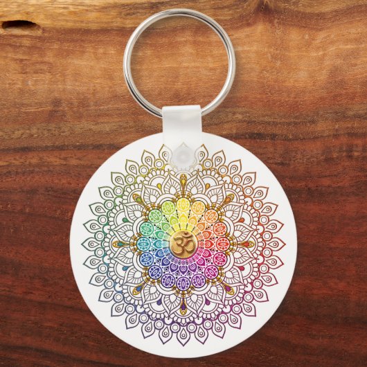 Om Rainbow Mandala Schlüsselanhänger (Vorderseite)
