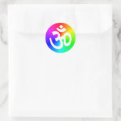 Om Rainbow Runder Aufkleber (Tasche)