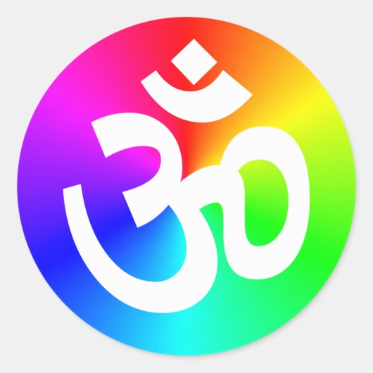 Om Rainbow Runder Aufkleber (Vorderseite)
