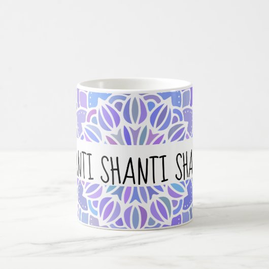 Om Shanti Boho Lila Mandala Kaffeetasse (Mittel)