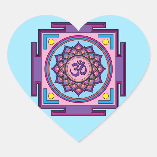 Om Shanti Om Mandala Herz-Aufkleber (Vorderseite)