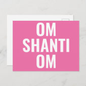 Om Shanti Om Pink White Sanskrit Mantra Postkarte (Vorne/Hinten)
