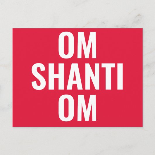 Om Shanti Om Red White Sanskrit Mantra Postkarte (Vorderseite)