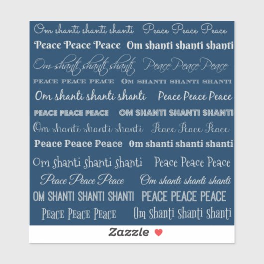 Om Shanti, Peace Aufkleber (Blatt)