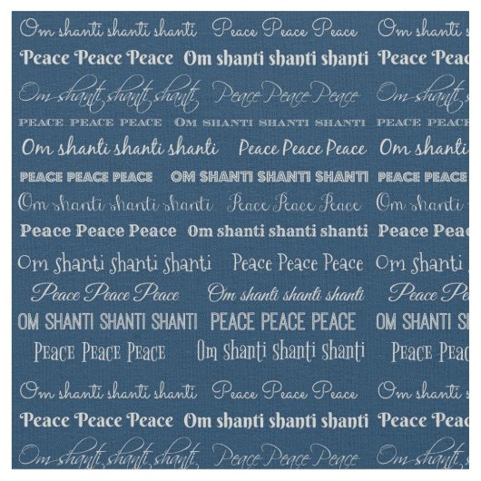 Om Shanti, Peace Cotton Stoff (Nahaufnahme)