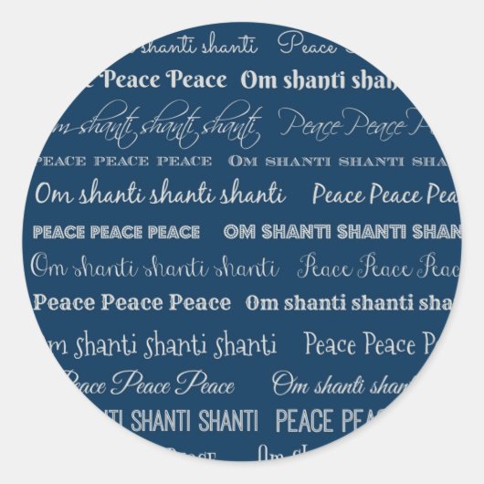 Om Shanti, Peace Runder Aufkleber (Vorderseite)
