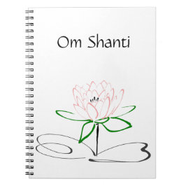 Om Shanti Pink Green Lotus Journal Notizblock
