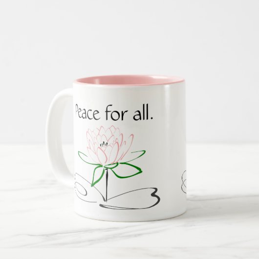 Om Shanti Pink Green Mug Zweifarbige Tasse (Vorderseite Links)