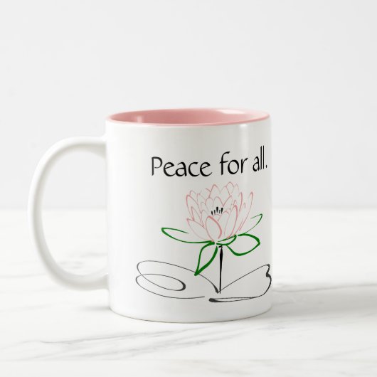 Om Shanti Pink Green Mug Zweifarbige Tasse (Links)