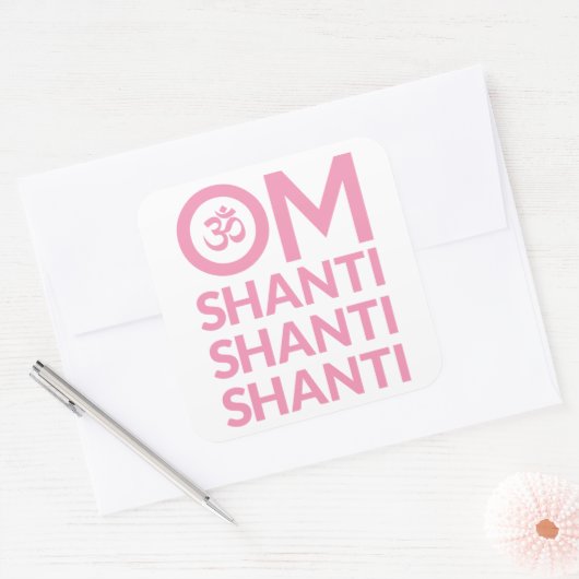 Om Shanti Quadratischer Aufkleber (Umschlag)