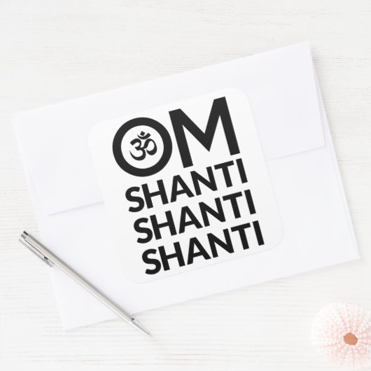 Om Shanti Quadratischer Aufkleber (Umschlag)