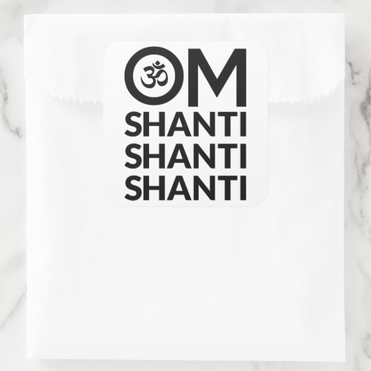 Om Shanti Quadratischer Aufkleber (Tasche)