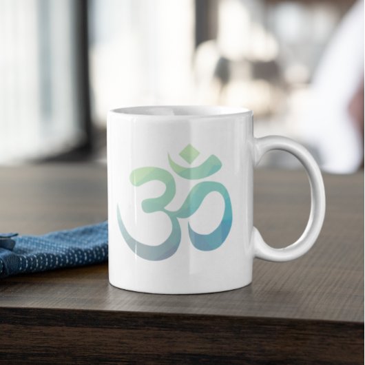 Om Shanti Symbol Geometric Blue Green Aquamarin Jumbo-Tasse
