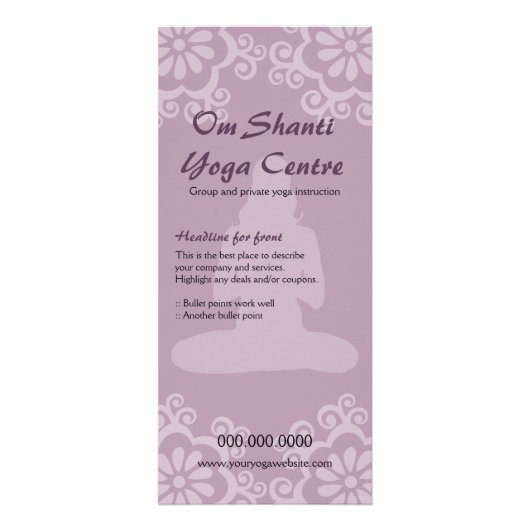 Om Shanti Yoga Rack Card Werbekarte (Vorne)
