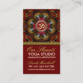 Om Shanti Yoga Red Gold Business Cards Visitenkarte