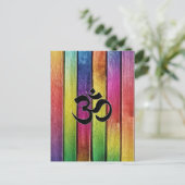 Om sign on multicolor wood postkarte (Stehend Vorderseite)