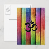 Om sign on multicolor wood postkarte (Vorne/Hinten)