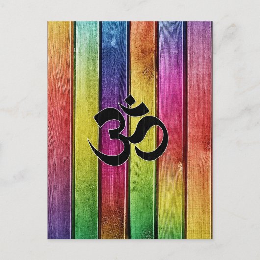 Om sign on multicolor wood postkarte (Vorderseite)