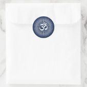 Om Sign White Design Runder Aufkleber (Tasche)