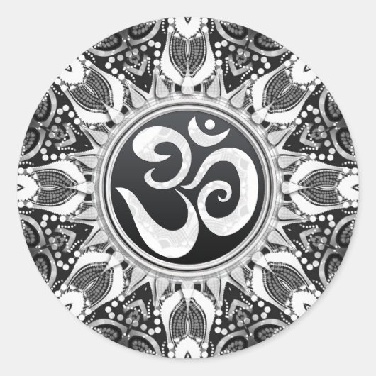 Om Star Black+White Mandala Sticker (Vorderseite)