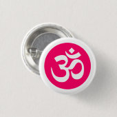 Om-Symbol auf dem Abzeichen Weiß und Rosa Button (Vorne & Hinten)