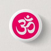Om-Symbol auf dem Abzeichen Weiß und Rosa Button (Vorderseite)