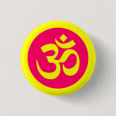 Om-Symbol auf Gelb- und Rosa-Abzeichen Button (Vorderseite)