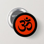 Om-Symbol auf Schwarz-Orange-Abzeichen Button (Vorne & Hinten)