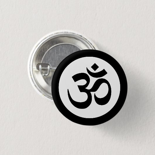 Om-Symbol auf Schwarz-Weiß-Abzeichen Button (Vorne & Hinten)