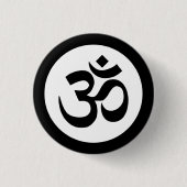 Om-Symbol auf Schwarz-Weiß-Abzeichen Button (Vorderseite)