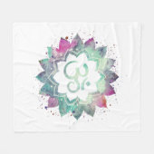 *~* OM Symbol Blumen Lotus Mandala Aquamarin Fleecedecke (Vorderseite (Horizontal))
