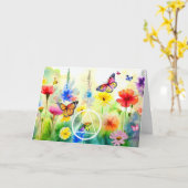 OM Symbol Butterfliegen und Blume Erholung Karte (Gelbe Blume)
