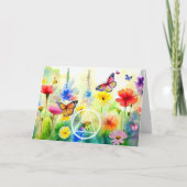 OM Symbol Butterfliegen und Blume Erholung Karte (Vorderseite)