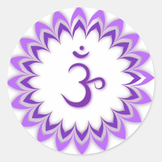 Om Symbol / Crown Chakra Runder Aufkleber (Vorderseite)